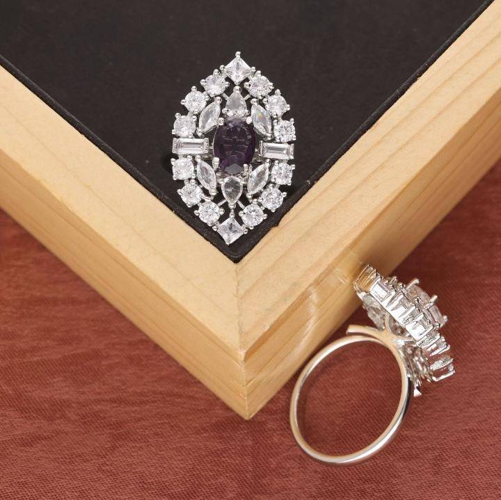 Anti tarnisha american diamond silver finger ring 275 Imitation jewelry manufacturers in Kolkata